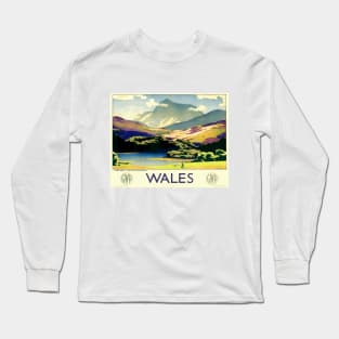 Vintage British Travel Poster: Wales via Great Western Railway Long Sleeve T-Shirt